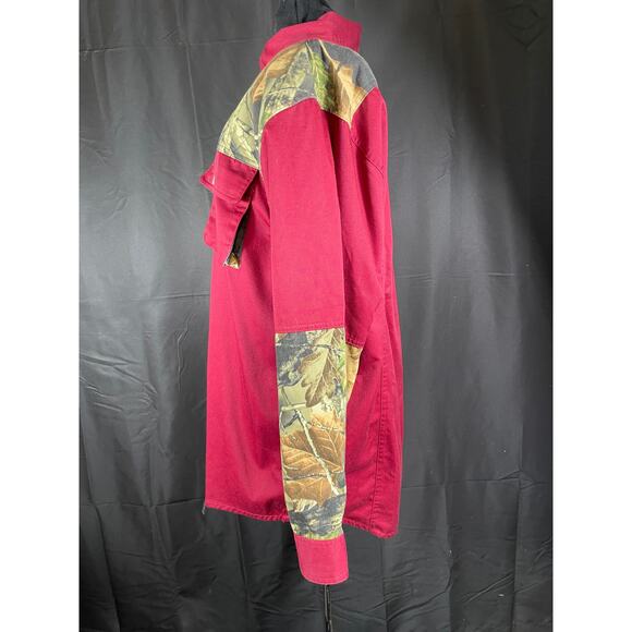 TrailCrest Men's Camo Hunting Shooting Shirt, Burgundy - Picture 2 of 9